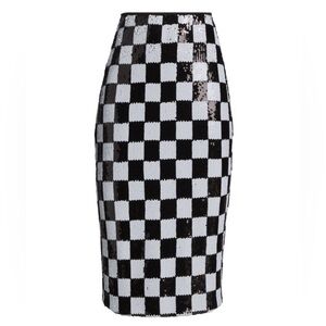 NWOT En Saison Women's Harper Sequined Check Midi-skirt